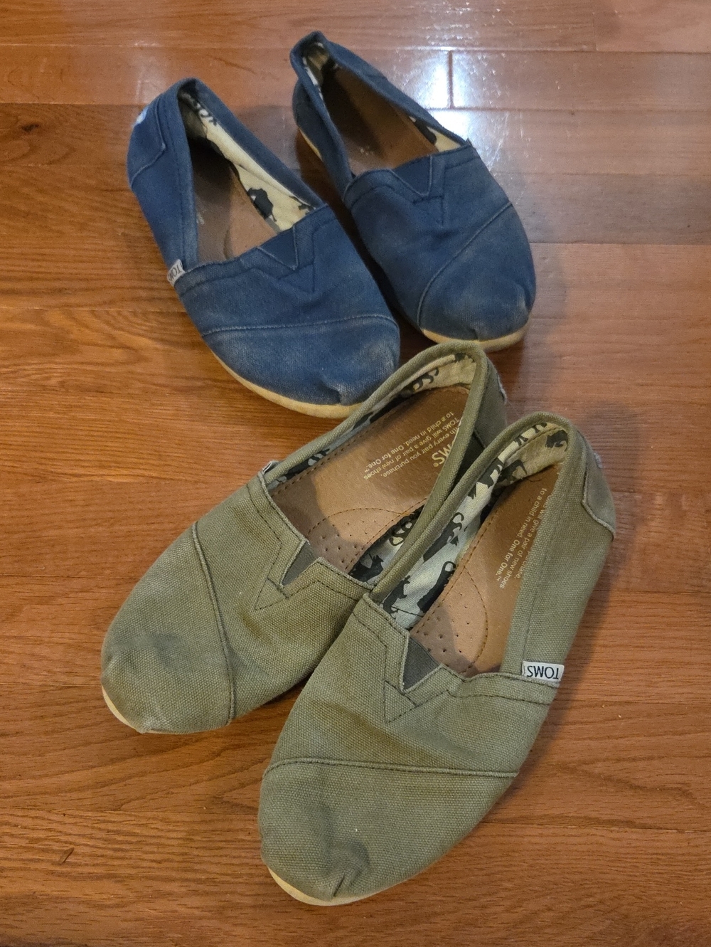 Toms Canvas Slip-Ons in Olive Green and Navy Blue - Bundle!